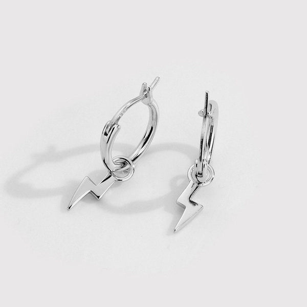 Thunderbolt Dangle Drop Hoop Earrings