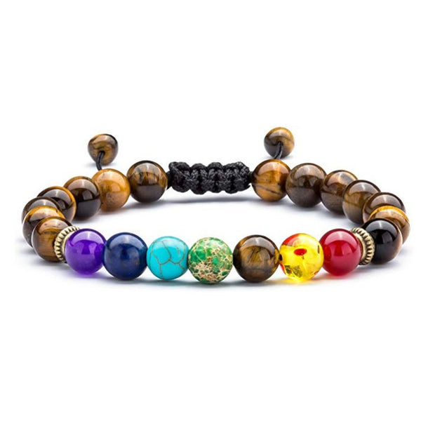 Rainbow Raw Stone Beaded Bracelet