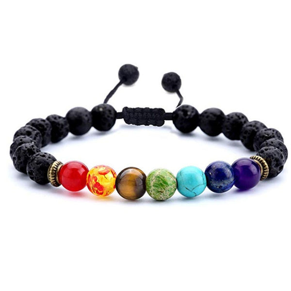 Rainbow Raw Stone Beaded Bracelet