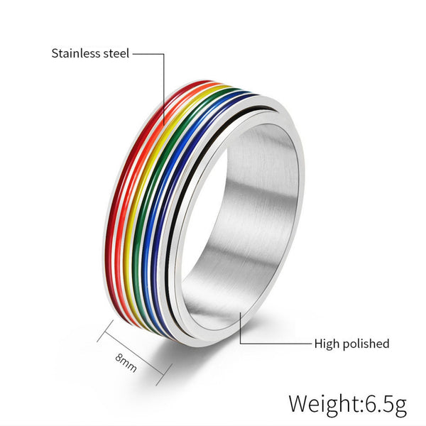 Rainbow LGBTQ Pride Fidget Spinner Ring