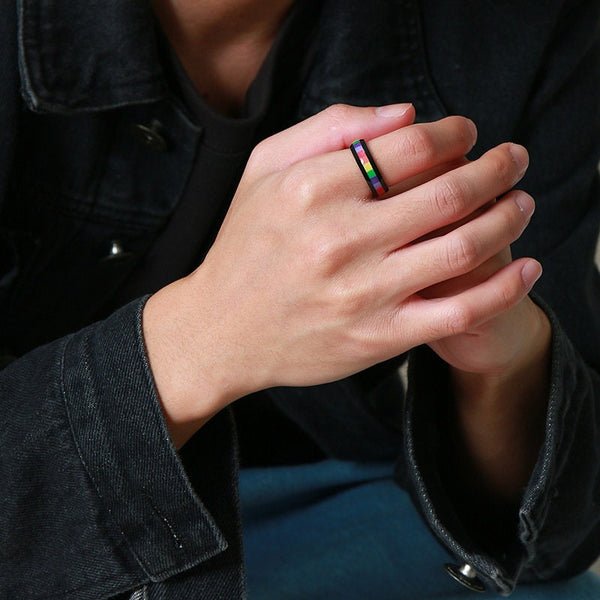 Rainbow LGBTQ Pride Couple Band Ring