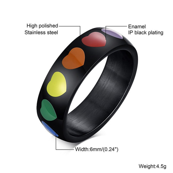 Rainbow LGBTQ Pride Heart Couple Ring