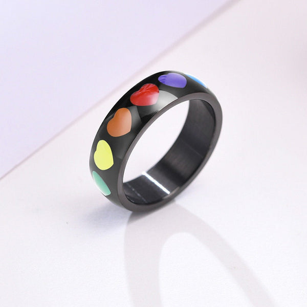 Rainbow LGBTQ Pride Heart Couple Ring