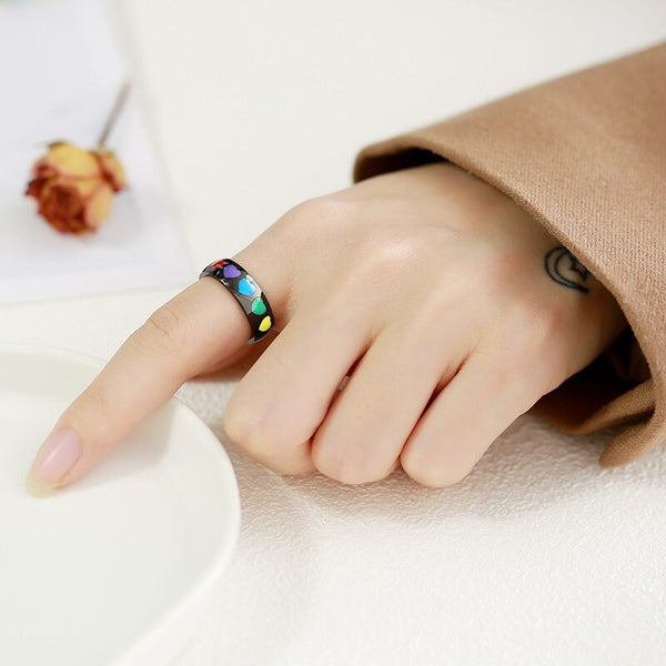 Rainbow LGBTQ Pride Heart Couple Ring