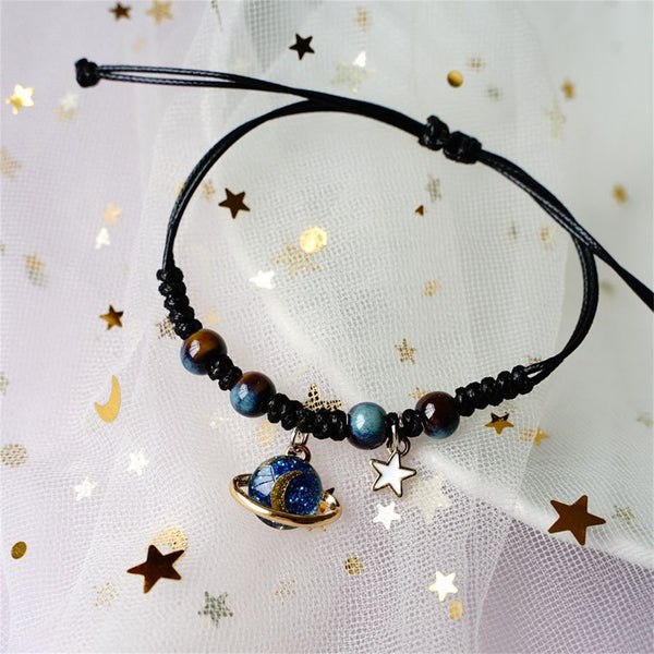 Planet Moon Star Braided Couple Bracelet