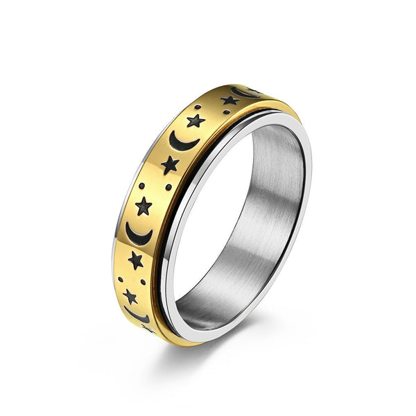 Moon Star Fidget Spinner Couple Ring