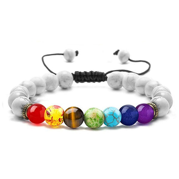 Rainbow Raw Stone Beaded Bracelet