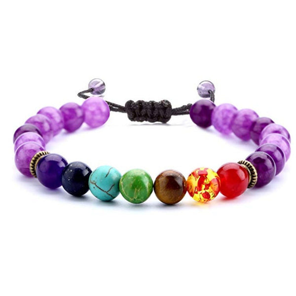 Rainbow Raw Stone Beaded Bracelet