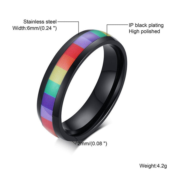 Rainbow LGBTQ Pride Couple Band Ring