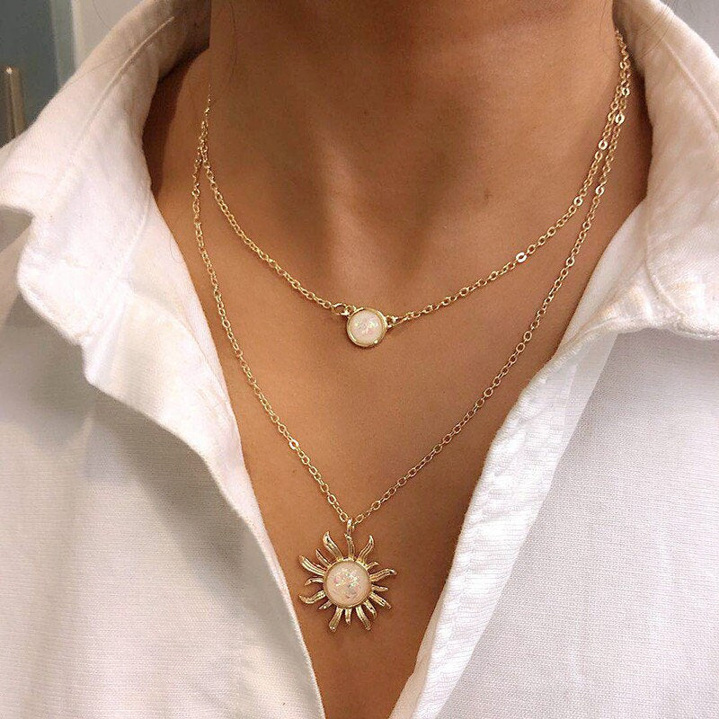 Unique 925 Sterling Silver Sun Pendant Necklace Fire Opal Gemstone  18''Chain -EN | eBay