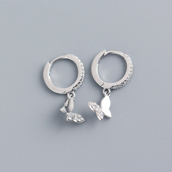 Dainty Butterfly Hoop Earrings