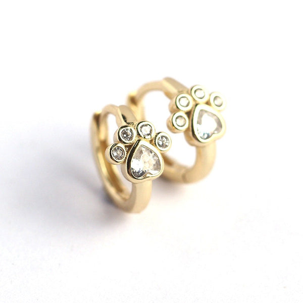 Dainty Paw Print Hoop Earrings