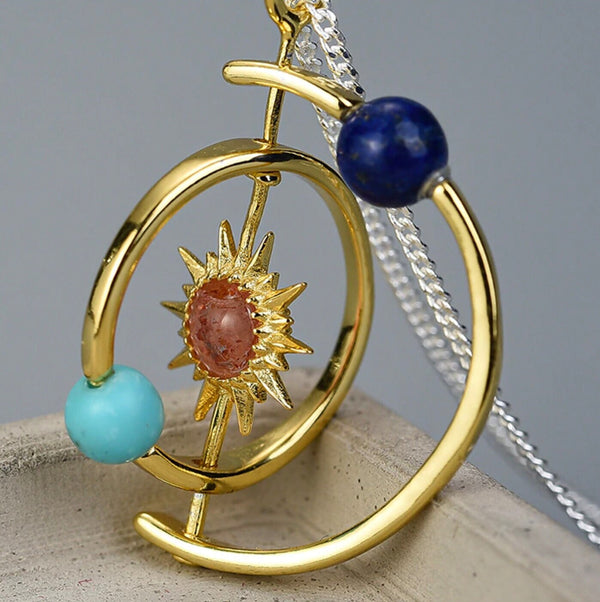 Solar System Sun Planet Necklace