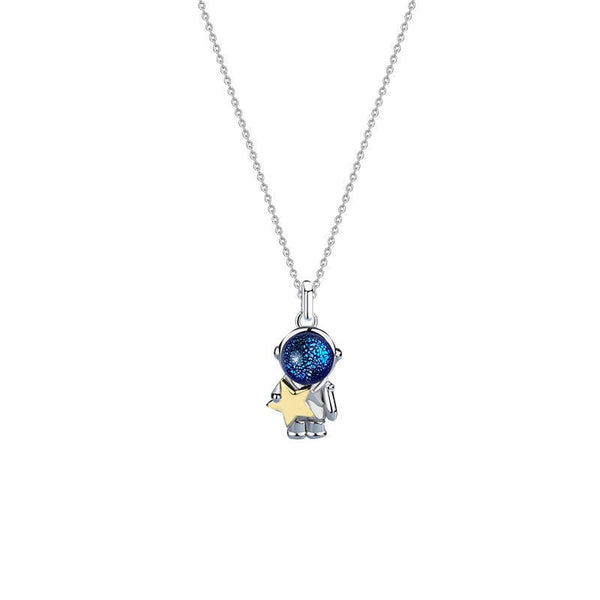 Astronaut Moon Star Couple Necklace