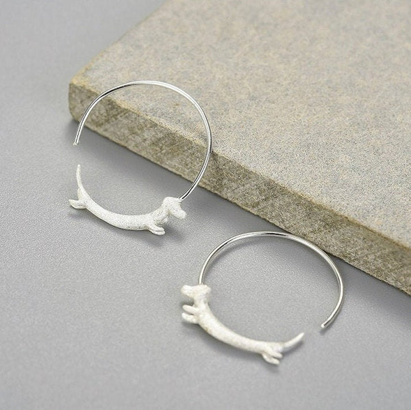 Dachshund Dog Hoop Earrings