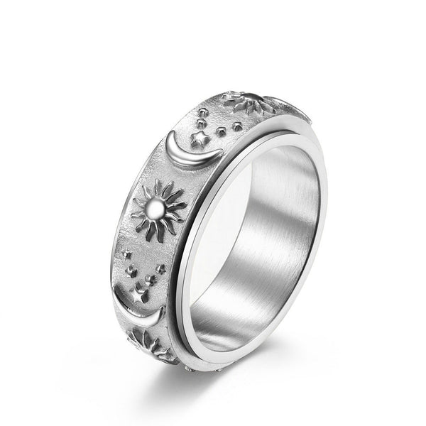 Sun Moon Star Fidget Spinner Band Ring