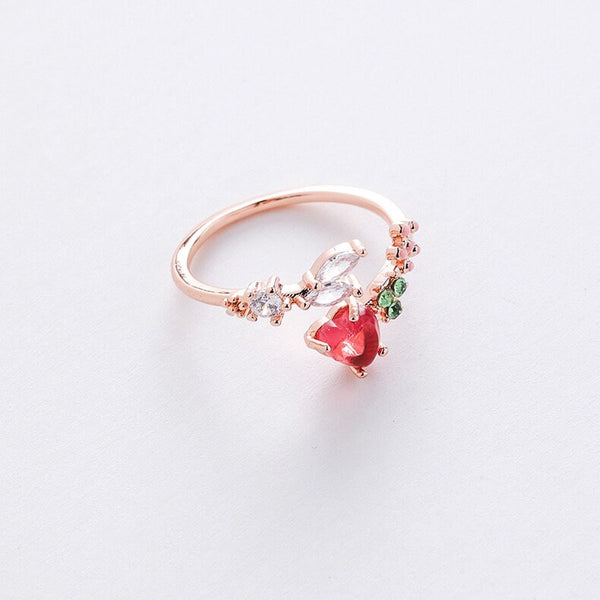 Pink Heart Flower Stacking Bypass Ring