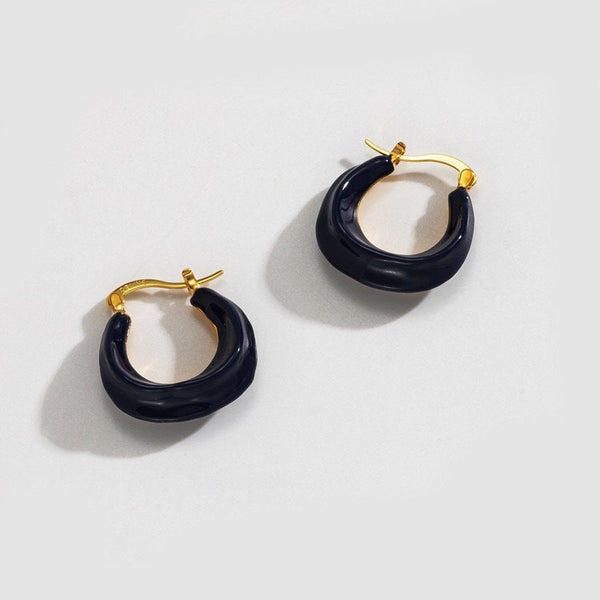 Color Enamel U Shaped Hoop Earrings