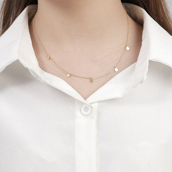 Dainty Gold Round Circle Charm Necklace