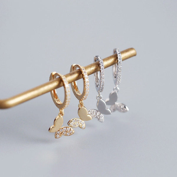 Dainty Butterfly Hoop Earrings