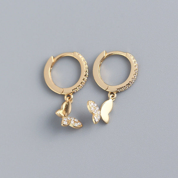 Dainty Butterfly Hoop Earrings