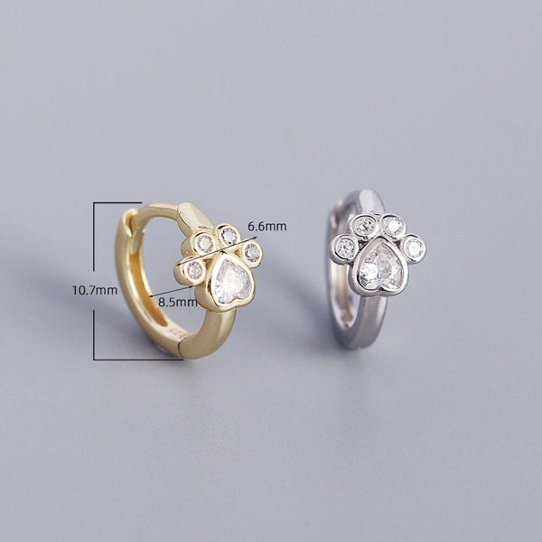 Dainty Paw Print Hoop Earrings