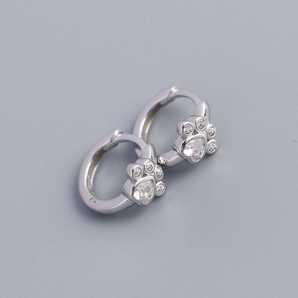 Dainty Paw Print Hoop Earrings