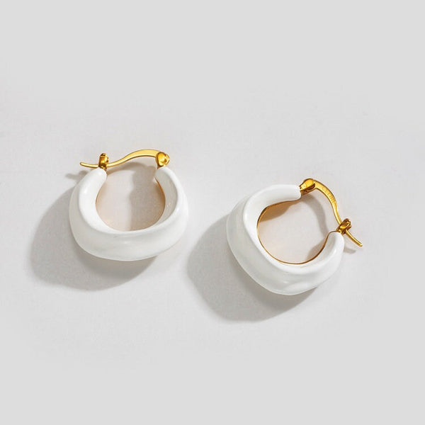 Color Enamel U Shaped Hoop Earrings