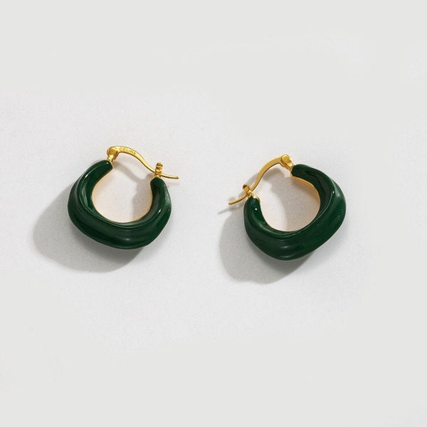 Color Enamel U Shaped Hoop Earrings