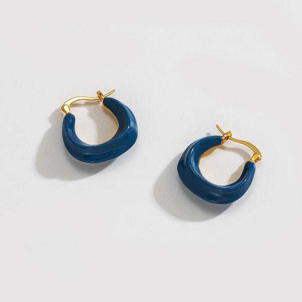 Color Enamel U Shaped Hoop Earrings