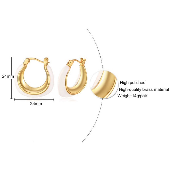 Color Enamel U Shaped Hoop Earrings