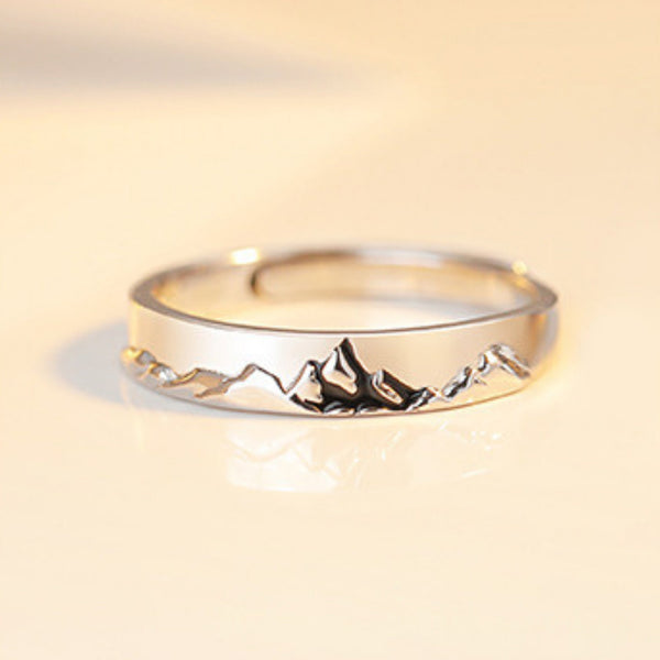 Mountain Ocean Couple Matching Ring