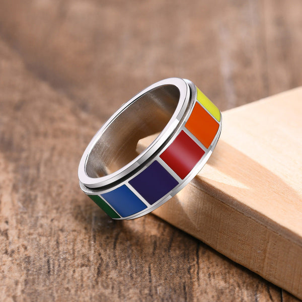 Rainbow LGBTQ Pride Fidget Spinner Ring