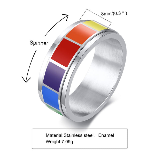 Rainbow LGBTQ Pride Fidget Spinner Ring