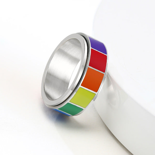 Rainbow LGBTQ Pride Fidget Spinner Ring