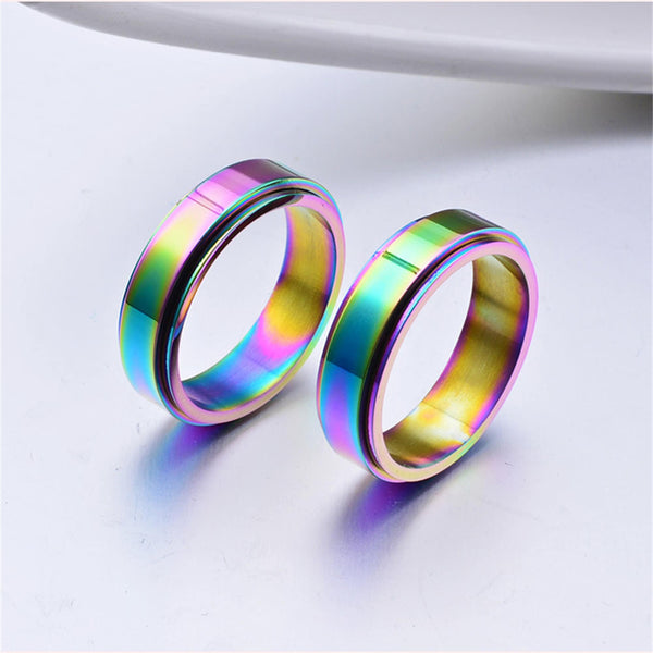 Rainbow Chrome Fidget Spinner Ring