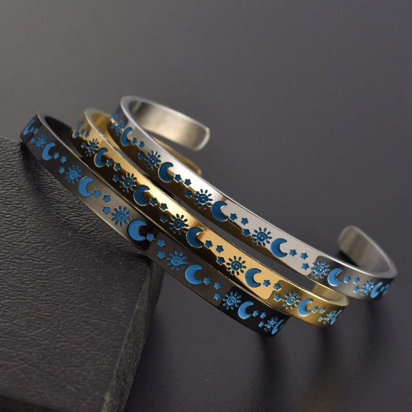 Sun Moon Star Couple Bangle Bracelet