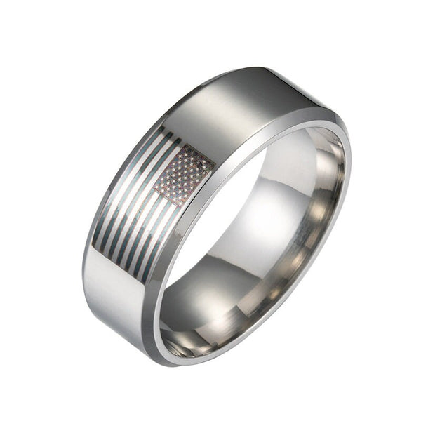 American Flag Patriotic Band Ring