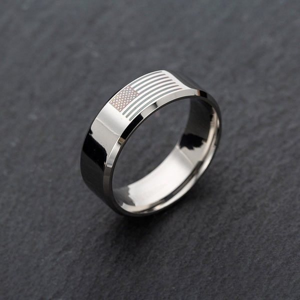 American Flag Patriotic Band Ring