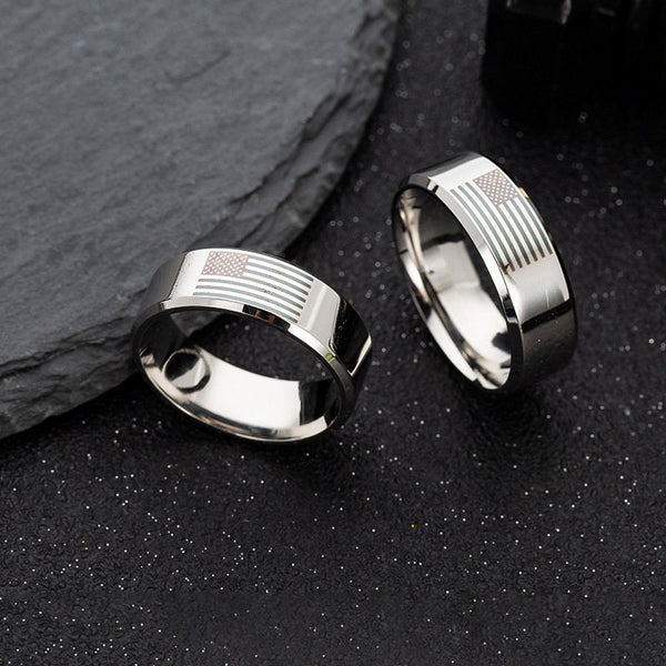 American Flag Patriotic Band Ring