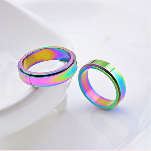 Rainbow Chrome Fidget Spinner Ring