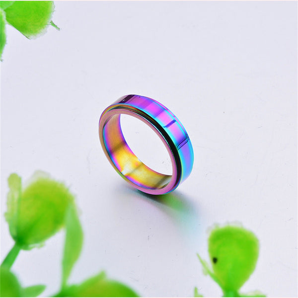 Rainbow Chrome Fidget Spinner Ring