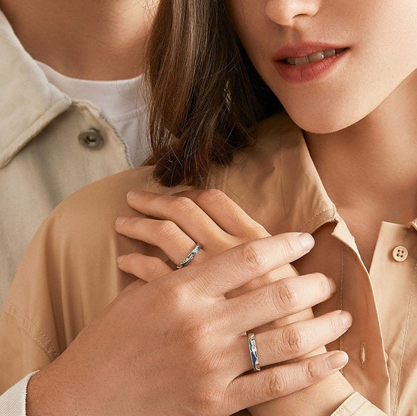 Mountain Ocean Couple Matching Ring