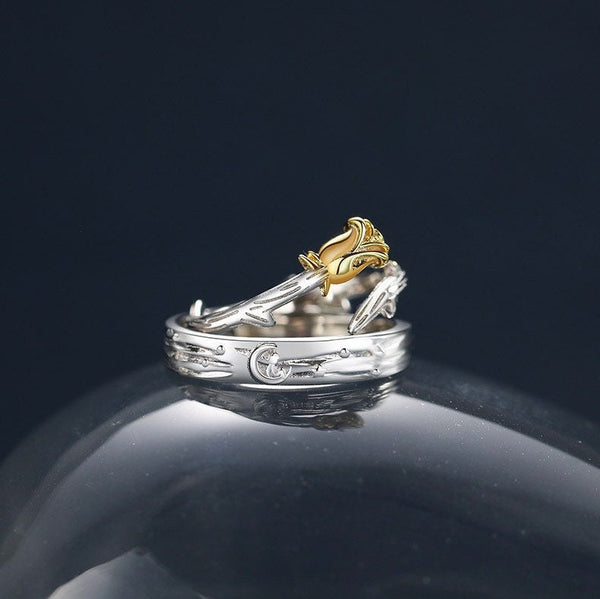 The Little Prince Rose Flower Couple Ring