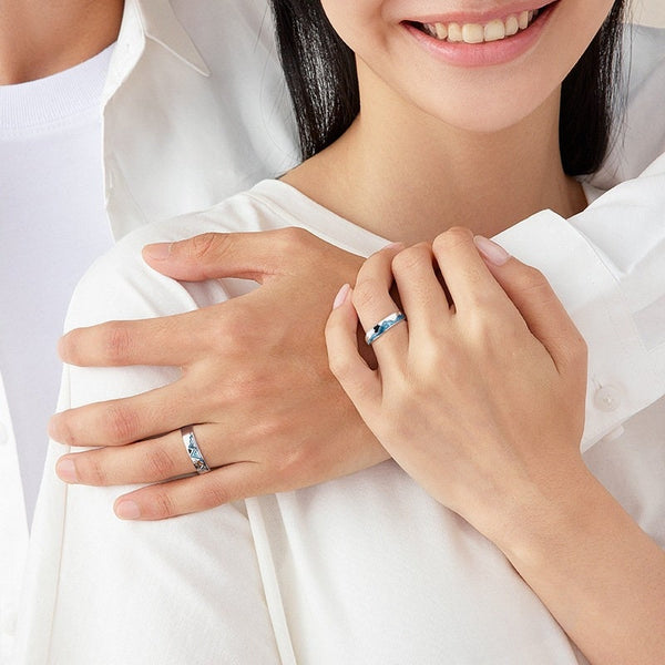 Mountain Ocean Couple Matching Ring