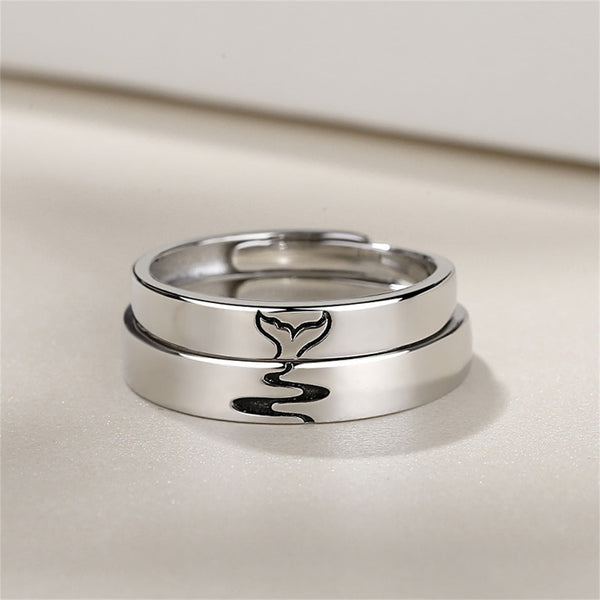 Wing Fish Silver Couple Matching Ring