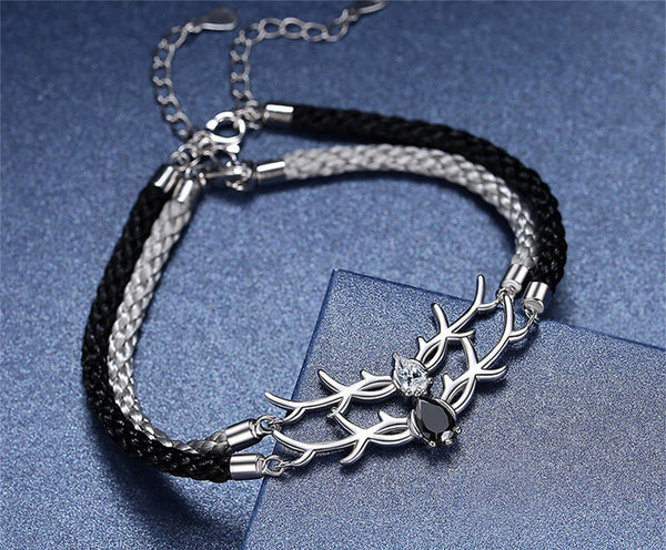 Deer Head Antler Matching Couple Bracelet