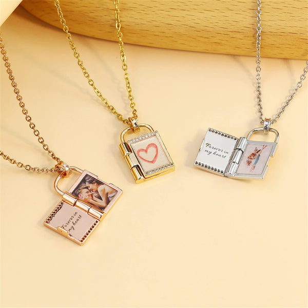 Lock Custom Photo Locket Pendant Necklace