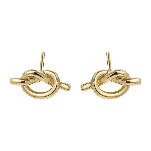 Silver Minimalist Knot Stud Earrings