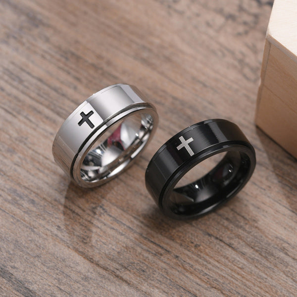 Cross Anxiety Fidget Spinner Band Ring